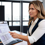 **A real estate agent confidently negotiating with a client in a modern office setting, showcasing strong communication and sales skills.**