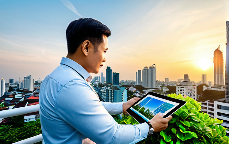 **

"A bustling Bangkok cityscape at sunset, showcasing modern high-rise condominiums with rooftop gardens and solar panels. Digital overlays display property values and investment opportunities. Professional real estate agents in smart casual attire interact with potential buyers using tablets. Emphasis on sustainable living and smart home technology. Safe for work, appropriate content, fully clothed, professional, family-friendly, perfect anatomy, natural proportions, high quality."

**