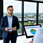 **

"A real estate agent confidently explaining updated land laws and digital asset trends using a tablet displaying GIS data, professional attire, modern office setting, safe for work, appropriate content, fully clothed, professional, perfect anatomy, natural proportions, high quality."

**