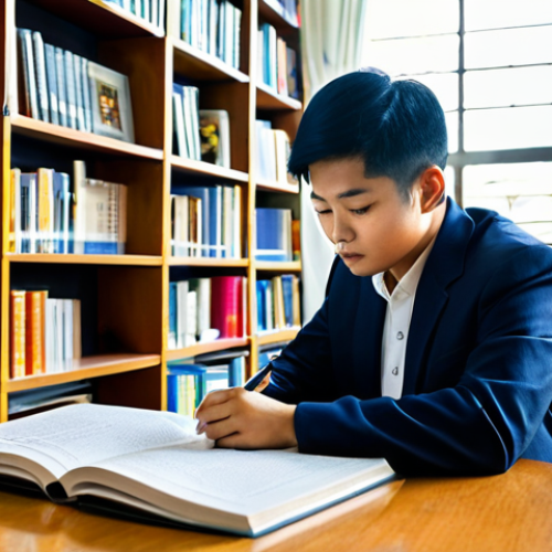 **

"A Thai student in a library, surrounded by textbooks on real estate law and property valuation. They are actively studying with highlighters and notes. Sunlight streams through the window, illuminating the scene. The atmosphere is studious and hopeful. Focus on detail and accuracy in the textbooks and surroundings. 'Safe for work', 'appropriate content', 'fully clothed', 'professional', 'modest', 'perfect anatomy', 'correct proportions', 'natural pose'."

**